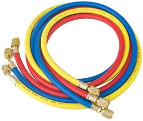 img 3 attached to 🧪 LIYYOO Refrigerant Charging Hoses & Diagnostic Manifold Gauge Set for R410A R22 R404 Refrigerant Charging, 1/4" Thread 60" Hose Set in Red/Yellow/Blue (3pcs) with 2 Quick Couplers