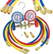 🧪 liyyoo refrigerant charging hoses & diagnostic manifold gauge set for r410a r22 r404 refrigerant charging, 1/4" thread 60" hose set in red/yellow/blue (3pcs) with 2 quick couplers logo
