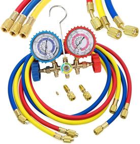img 4 attached to 🧪 LIYYOO Refrigerant Charging Hoses & Diagnostic Manifold Gauge Set for R410A R22 R404 Refrigerant Charging, 1/4" Thread 60" Hose Set in Red/Yellow/Blue (3pcs) with 2 Quick Couplers