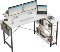 🖥️ fezibo 55-inch compact l shaped computer desk with shelves for home office corner, study, and writing - white logo