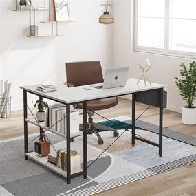 img 1 attached to 🖥️ FEZIBO 55-Inch Compact L Shaped Computer Desk with Shelves for Home Office Corner, Study, and Writing - White