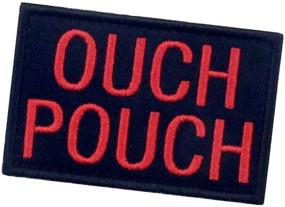 img 1 attached to 🔴 Red & Black Ouch Pouch Embroidered Patch: Tactical Moral Applique with Fastener Hook & Loop Emblem