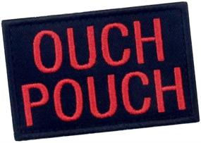 img 2 attached to 🔴 Red & Black Ouch Pouch Embroidered Patch: Tactical Moral Applique with Fastener Hook & Loop Emblem