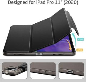 img 1 attached to 📱 ESR Yippee Trifold Smart Case for iPad Pro 11 2020 - Black | With Screen Protector, Auto Sleep/Wake, Pencil Wireless Charging Support | Lightweight Stand Case Cover with Clasp