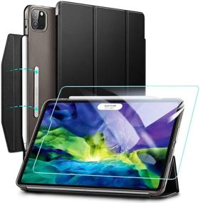 img 4 attached to 📱 ESR Yippee Trifold Smart Case for iPad Pro 11 2020 - Black | With Screen Protector, Auto Sleep/Wake, Pencil Wireless Charging Support | Lightweight Stand Case Cover with Clasp