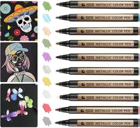 img 2 attached to TOUCHLECAI Metallic Paint Marker Pens – Permanent Markers for Rock Painting, Black Paper, Gift Card Making, Scrapbooking, Fabric, Metal, Ceramics, Wine Glass – Set of 10