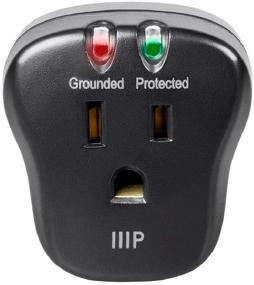 img 1 attached to 🔌 Monoprice 115877 Portable Mini Power Surge Protector Wall Tap - Black, UL Rated 540 Joules with Grounded and Protected Light Indicator - 1 Outlet