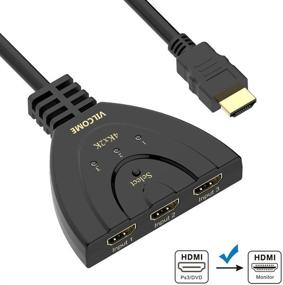 img 1 attached to 📺 HDMI-переключатель 4K 3 порта - VILCOME 3x1 HDMI-разветвитель 3 в 1 с шлейфовым кабелем - Поддержка 4K, 3D, HD 1080P для Xbox PS4 Roku HDTV - Отображение на одном мониторе