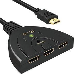 img 4 attached to 📺 HDMI-переключатель 4K 3 порта - VILCOME 3x1 HDMI-разветвитель 3 в 1 с шлейфовым кабелем - Поддержка 4K, 3D, HD 1080P для Xbox PS4 Roku HDTV - Отображение на одном мониторе