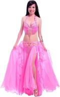 👯 royal smeela professional belly dance costume set for women - bra, belt, and chiffon dancing skirts - 3pcs outfit logo