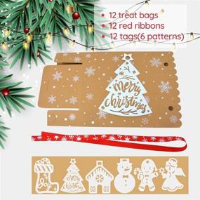 img 1 attached to 🎅 12-Piece Orapink Christmas Candy Bags for DIY Xmas Party Favors - Gift Treat Bags with Christmas Elements Patterns & Kraft Paper Gift Boxes for Xmas Cookies