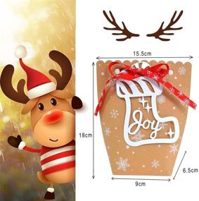 img 3 attached to 🎅 12-Piece Orapink Christmas Candy Bags for DIY Xmas Party Favors - Gift Treat Bags with Christmas Elements Patterns & Kraft Paper Gift Boxes for Xmas Cookies