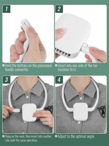 img 2 attached to 🌀 Dadanism Neck Fan: USB Rechargeable 2-in-1 Portable Hands-Free Waist Clip Necklace Fan – 3 Speeds, Adjustable & Detachable Cooling Desk Fan for Office, Outdoor, Travel & Queue – White