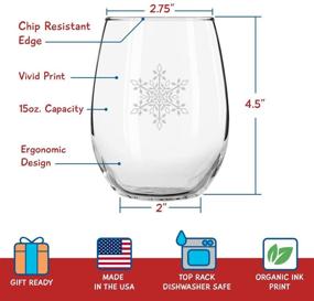 img 3 attached to 🎄 Snowflakes Christmas Stemless Wine Glass Set of 4 - 15 oz - 4 Unique Designs - Cheerful Holiday Party Cups - Elegant Gift Exchange Idea for Christmas Holiday Season