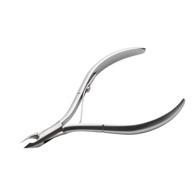 💅 professional stainless steel cuticle nippers by rui smiths - spanish handle, rounded box joint, matte chrome plated, single spring - 4mm jaw/quarter jaw logo