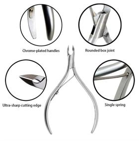 img 3 attached to 💅 Professional Stainless Steel Cuticle Nippers by Rui Smiths - Spanish Handle, Rounded Box Joint, Matte Chrome Plated, Single Spring - 4mm Jaw/Quarter Jaw