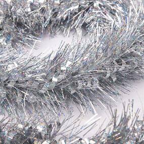 img 4 attached to Sparkly Silver Christmas Tinsel Twist Garland, 19.7ft - Thick & Soft Party Hanging Ornaments for Ceiling and Tree Decorations - iPEGTOP