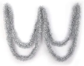 img 1 attached to Sparkly Silver Christmas Tinsel Twist Garland, 19.7ft - Thick & Soft Party Hanging Ornaments for Ceiling and Tree Decorations - iPEGTOP