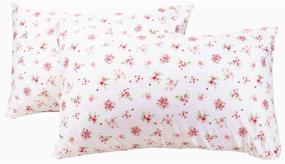 img 4 attached to 🌸 Premium 600 Thread Count White Floral Cotton Pillowcase Set - Standard Size