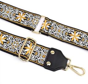 img 1 attached to 🌸 Vintage Flower Design Crossbody Purse Strap - Adjustable Replacement Handbag/Guitar Strap with Wide Style
