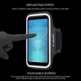 img 2 attached to 📱 J&D Armband Compatible for LG G8X ThinQ/V50 ThinQ (5G)/V35 ThinQ/V20/LG Velvet Armband: Secure Sports Armband with Key Holder Slot and Earphone Connection, in Black