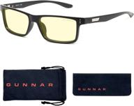 gunnar blue light reading glasses (pwr +2.5) - vertex, onyx, amber tint - blocks 65% blue light for enhanced eye protection logo