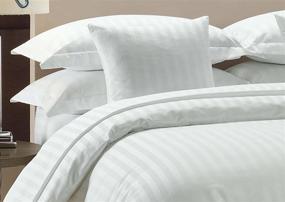 img 2 attached to 🏨 Premium Hotel Quality 800 Thread Count Egyptian Cotton Duvet Cover Set – Super King Size (98" X 108"), Elegant White Stripe Design