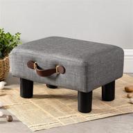 grey portable foot stool rest with handle: small step stool for storage, padded footstool with plastic legs - ideal for living room, bedroom, office, desk, patio logo