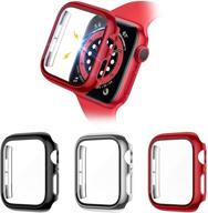 liwin 3-pack tempered glass screen protector cases compatible with apple watch se / series 6 / 5 / 4 40mm logo