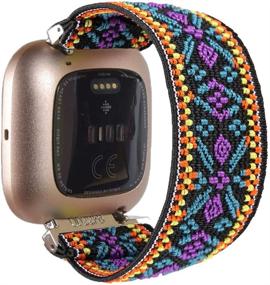 img 4 attached to Elastic Watch Band Replacement for Fitbit Versa 2 - Fashionable Women's Compatible Band with Fitbit Versa/Versa 2/Versa Lite