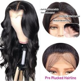 img 3 attached to 🌊 ALIMICE Body Wave Wig for Black Women: Glueless 13x4 Lace Frontal, 26 inch Brazilian Hair, 150% Density, Pre Plucked