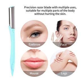 img 2 attached to Precision Facial Shaver & Eyebrow Trimmer Razor Set - Dermaplaning Tool with 5 Razors, Includes Eyebrow Tweezer - Face Hair Remover for Women