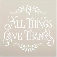 🍂 in all things give thanks stencil by studior12: the ultimate reusable word template for stunning wood paintings! create diy home decor thanksgiving signs, fall autumn vibes, inspiring faith, incredible mixed media artwork, select your perfect size (12" x 12") logo