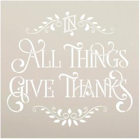 img 3 attached to 🍂 In All Things Give Thanks Stencil by StudioR12: The Ultimate Reusable Word Template for Stunning Wood Paintings! Create DIY Home Decor Thanksgiving Signs, Fall Autumn Vibes, Inspiring Faith, Incredible Mixed Media Artwork, Select Your Perfect Size (12" x 12")