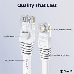 img 2 attached to 🔌 GearIT 24-пакетный кабель Ethernet Cat6 без зацепов 1 фут - RJ45 компьютерный LAN сетевой кабель, белый - совместим с 24 и 48 портовыми коммутаторами, POE настольный, 24-портовый гигабитный