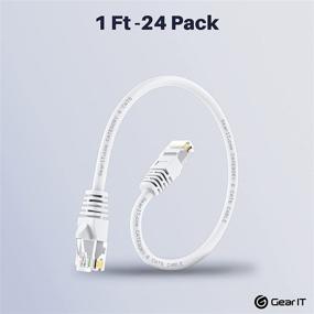 img 3 attached to 🔌 GearIT 24-пакетный кабель Ethernet Cat6 без зацепов 1 фут - RJ45 компьютерный LAN сетевой кабель, белый - совместим с 24 и 48 портовыми коммутаторами, POE настольный, 24-портовый гигабитный