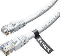 🔌 gearit 24-пакетный кабель ethernet cat6 без зацепов 1 фут - rj45 компьютерный lan сетевой кабель, белый - совместим с 24 и 48 портовыми коммутаторами, poe настольный, 24-портовый гигабитный логотип