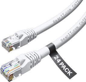 img 4 attached to 🔌 GearIT 24-пакетный кабель Ethernet Cat6 без зацепов 1 фут - RJ45 компьютерный LAN сетевой кабель, белый - совместим с 24 и 48 портовыми коммутаторами, POE настольный, 24-портовый гигабитный