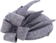 gray women's wool felt fascinator hat for cocktail, races & fancy cheltenham festival - a302, one size logo