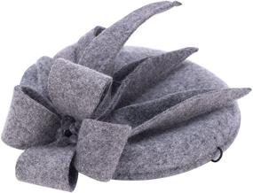 img 4 attached to Gray Women's Wool Felt Fascinator Hat for Cocktail, Races & Fancy Cheltenham Festival - A302, One Size