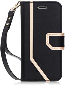 img 4 attached to 📱 FYY Leather Case with Mirror and Wrist Strap for iPhone Xs (5.8") 2018/iPhone X/10 2017 - Black, Leather Wallet Flip Folio Case with Mirror for iPhone Xs (5.8")/iPhone X/10