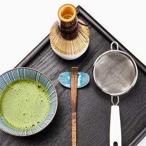 img 1 attached to 🍵 Mocha ChaDao Traditional Matcha Gift Set - Start up kit with Purple Bamboo Whisk, Ceremic Matcha Bowl, White Ceramic Whisk Holder, Tea Scoop, Scoop Holder, Tea Tray, Tea Cloth, Tea Cloth Holder, and Sifter (BLUE)