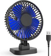 💨 usb desk fan: small, quiet, and powerful with 3 settings for office, home, and bedroom - 40°tilting, whisper quiet, 3.9ft cord (black blue) logo