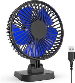 img 4 attached to 💨 USB Desk Fan: Small, Quiet, and Powerful with 3 Settings for Office, Home, and Bedroom - 40°Tilting, Whisper Quiet, 3.9ft Cord (Black Blue)