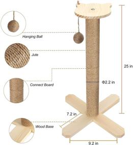 img 3 attached to 🐾 Wooden Vertical Cat Scratcher: 23" Tall Cat Scratching Post with Interactive Ball Toys for Kittens and Cats