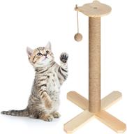 🐾 wooden vertical cat scratcher: 23" tall cat scratching post with interactive ball toys for kittens and cats logo