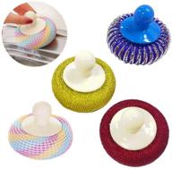 🧽 4-pack kitchen round dish sponges: versatile scourer cleaning ball with handle for pot, pan, and dish wash cleaning logo