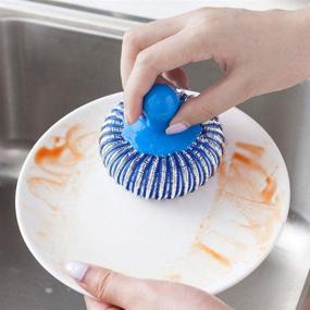 img 3 attached to 🧽 4-Pack Kitchen Round Dish Sponges: Versatile Scourer Cleaning Ball with Handle for Pot, Pan, and Dish Wash Cleaning