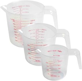 img 3 attached to SBYURE 3 pcs Plastic Measuring Cups Set - Stackable Clear Cups with Handle, 1, 2, and 4 Cup Capacity - Home Bakeware Accessories