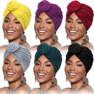 🌺 satinior 6-piece women's african turban flower knot pre-tied bonnet beanie cap headwrap set logo